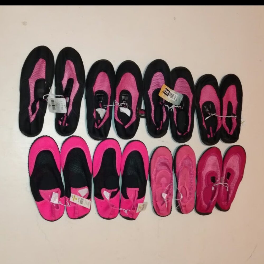 Wholesale lot 8 pair new assorted sizes women's kids pink pool shoes